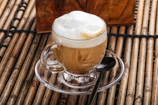 Cappuccino hot espresso with milk photo