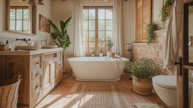 AI generated Bathroom in the Beautiful house photo