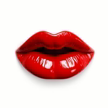 AI generated Red beautiful lips isolated on white background. photo
