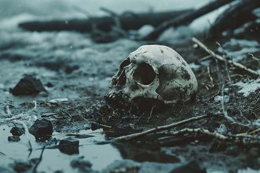 AI generated Skull on the ground in Iceland photo