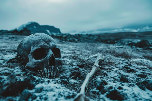AI generated Skull on the ground in Iceland photo