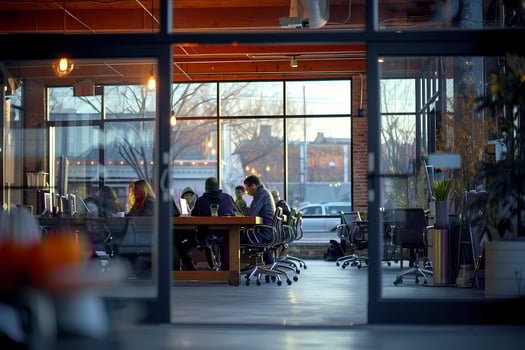 AI generated Evening Meeting at a Cozy Office Space photo