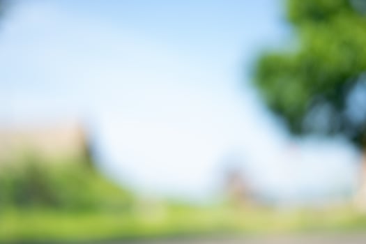 blurry landscape with blue sky photo