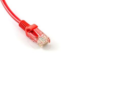 Connections of red network cable red lan cable photo