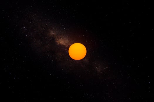Big sun in the star dust. photo