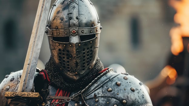 Medieval knight in armor photo