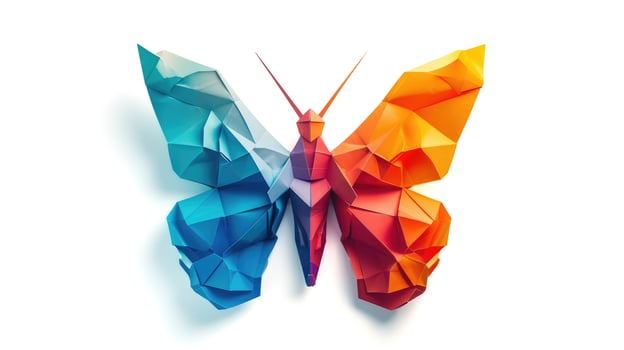 AI generated Colorful Origami butterfly, Unique Paper Polygon Artwork, Ideal Pet Concept, Ai Generated photo