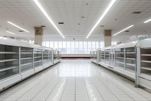 AI generated empty supermarket aisle photo