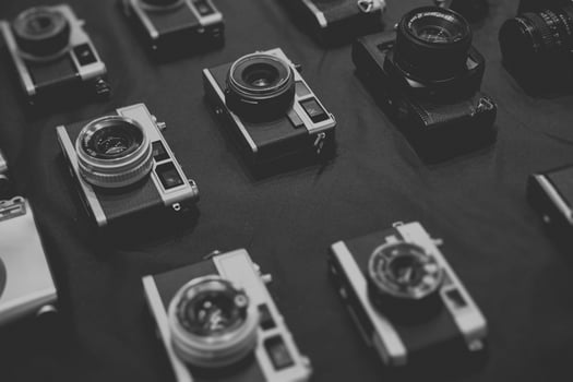 vintage old film photography camera history of retro classic style still photograph equipments photo