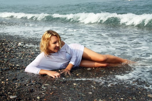Pretty woman on the beach photo
