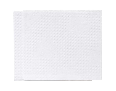 Top view of two folded pieces of white tissue paper or napkin in stack isolated on white background with clipping path photo