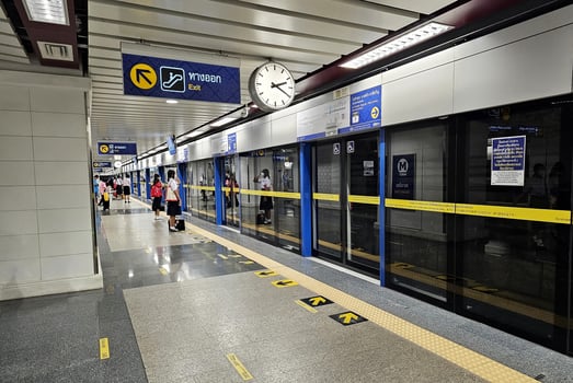 BANGKOK, THAILAND  NOVEMBER 07, 2023 MRT Station in Bangkok. It is operated by Mass Rapid Transit Authority of Thailand. photo