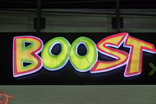 BANGKOK, THAILAND DECEMBER 21, 2023 Boost sign. It is a famous Australia Juice Bars in Thailand, was founded in March 2000. photo