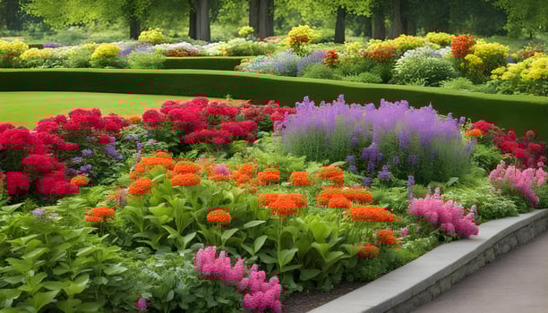 AI generated a beautiful garden with colorful flowers photo