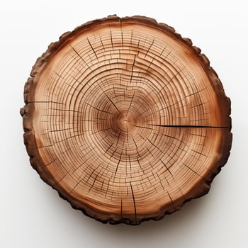 AI generated Old piece of tree stump isolated on white background photo