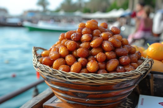 AI generated packaging dates fruits on table professional advertising food photography photo