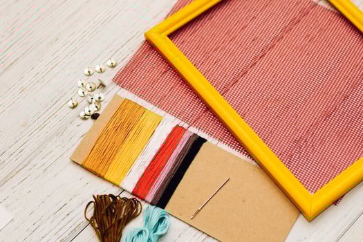 Muslin threads for embroidery and plastic canvas photo