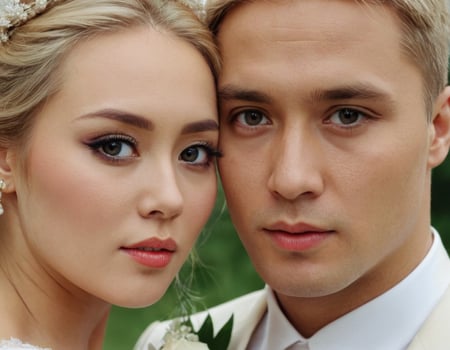 AI generated Wedding portrait of a young couple. photo