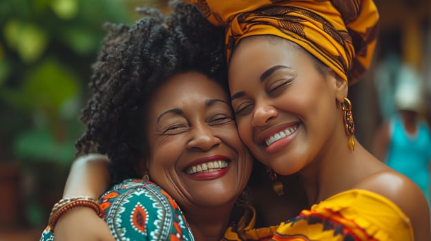 AI generated A heartwarming moment as generations of women embrace, celebrating their strength and achievements. photo