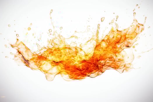 AI generated orange fire on white background photo