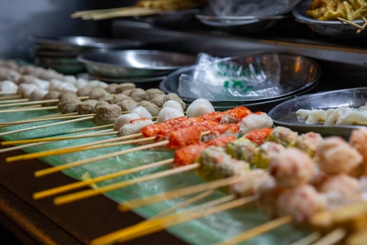 Skewers of Different Seafood Balls photo