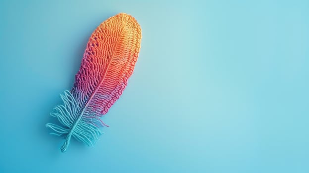 AI generated Crocheted sea feather toy vibrant backdrop, handcrafted and adorable, Ai Generated photo
