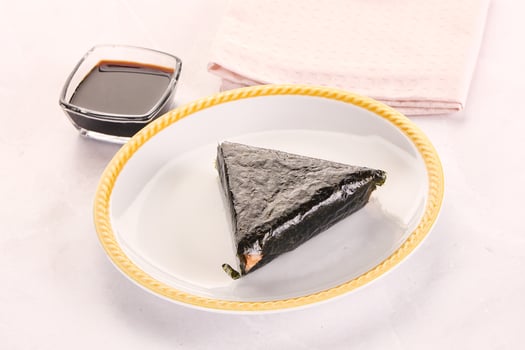 Japanese traditional onigiri with fish photo
