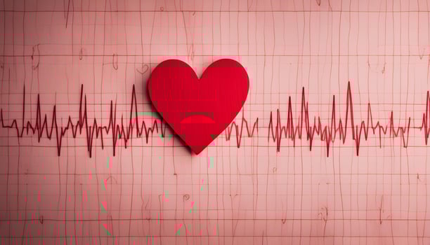 AI generated heart beat on a red background photo