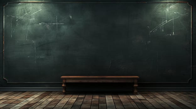 AI generated Empty wooden chalkboard on the wall Education concept with copy space photo