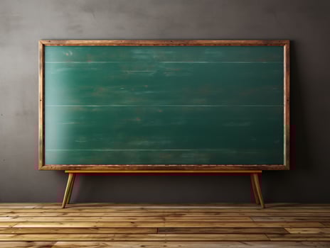 AI generated Empty wooden chalkboard on the wall Education concept with copy space photo