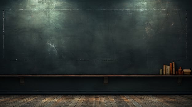 AI generated Empty wooden chalkboard on the wall Education concept with copy space photo