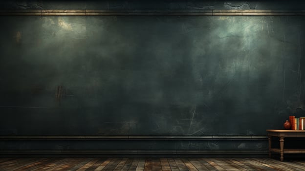 AI generated Empty wooden chalkboard on the wall Education concept with copy space photo