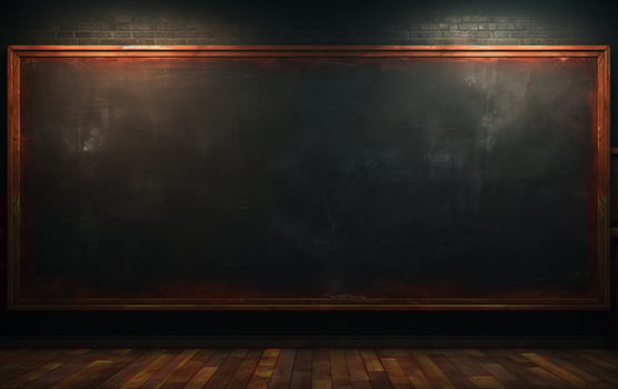 AI generated Empty wooden chalkboard on the wall Education concept with copy space photo