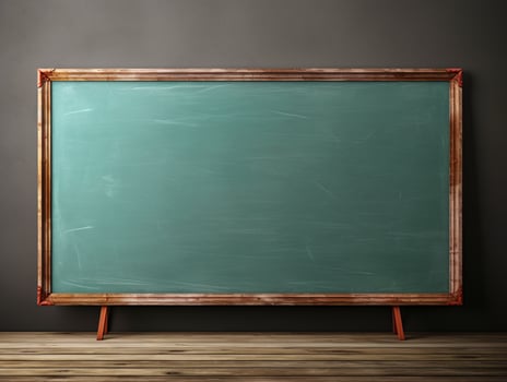 AI generated Empty wooden chalkboard on the wall Education concept with copy space photo