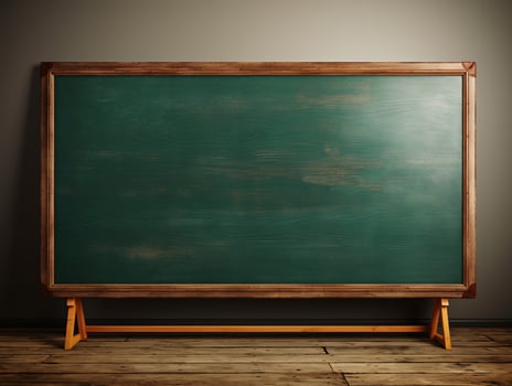 AI generated Empty wooden chalkboard on the wall Education concept with copy space photo