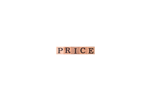 The inscription Price inspection made of wooden cubes on a plain background photo
