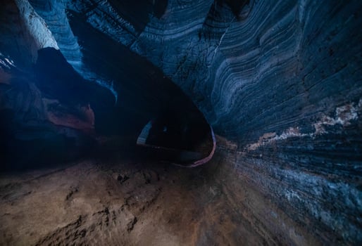 Unseen in Thailand, the blue cave features a natural blue marble color pattern on its walls. photo