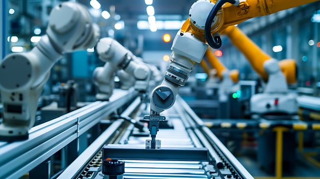 AI generated Robotic automation in industrial manufacturing photo