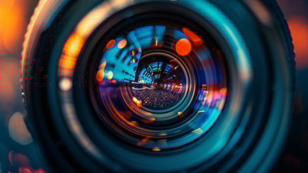 AI generated Abstract Camera Lens with Colorful Bokeh Effect photo