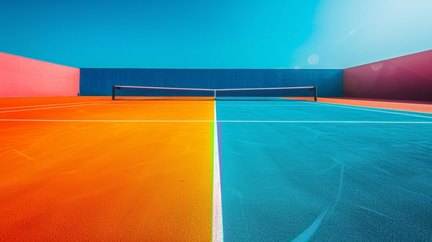 AI generated A vibrant tennis court, the stage for fierce volleys and rallies photo
