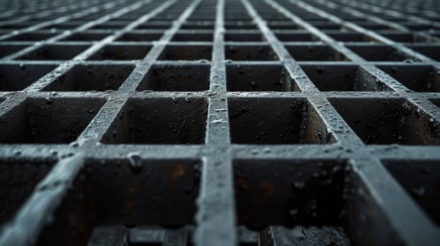 AI generated An industrial metal grid, a testament to structural stability and mechanical design photo