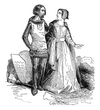 Costumes of Henry I, vintage engraving. photo