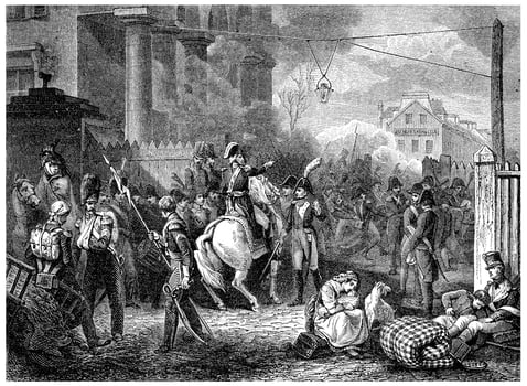 Defense barrier of Clichy, vintage engraving. photo