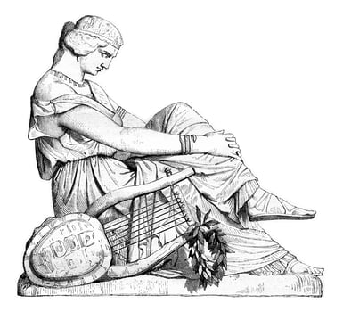 Sappho, last statue of Pradier, vintage engraving. photo