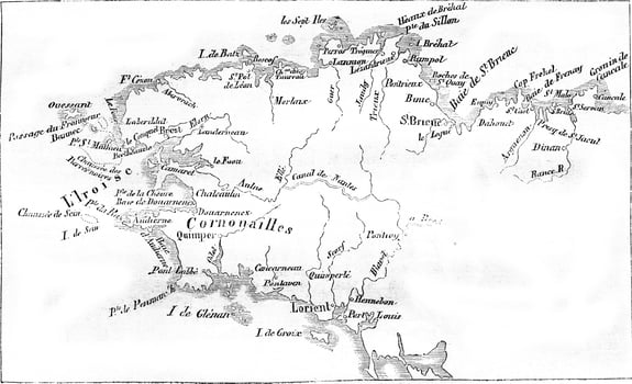 Map alongside Britain, vintage engraving. photo