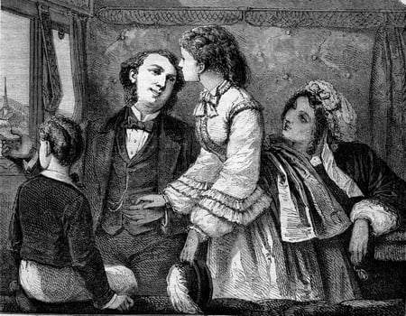 The return, Drawing Pauquet, of a published after lithography, vintage engraving. photo
