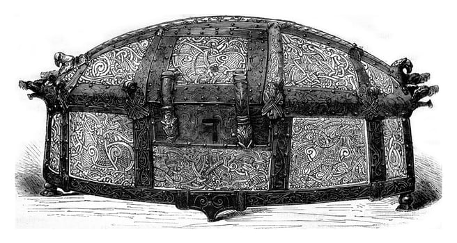 Reliquary of the Cathedral of Cammin Pomerania, vintage engraving. photo