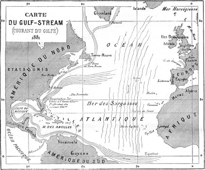 Map of Gulf Stream, vintage engraving. photo