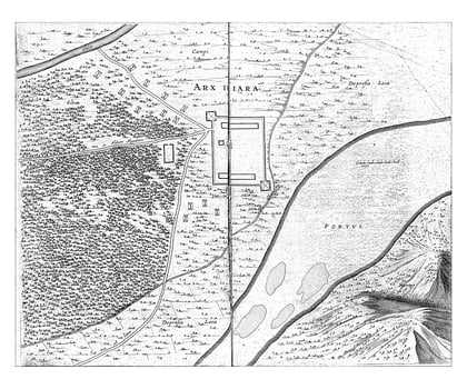 Floor plan of the fort at Siara, 1636-1644, vintage illustration. photo
