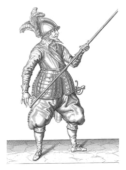 Soldier Carrying His Skewer with His Left Hand, vintage illustration. photo